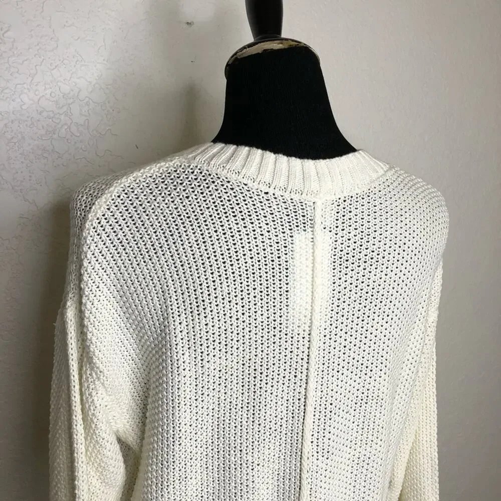 Seafolly Australia Sand Dunes white open knit linen blend sweater size XS NWT
